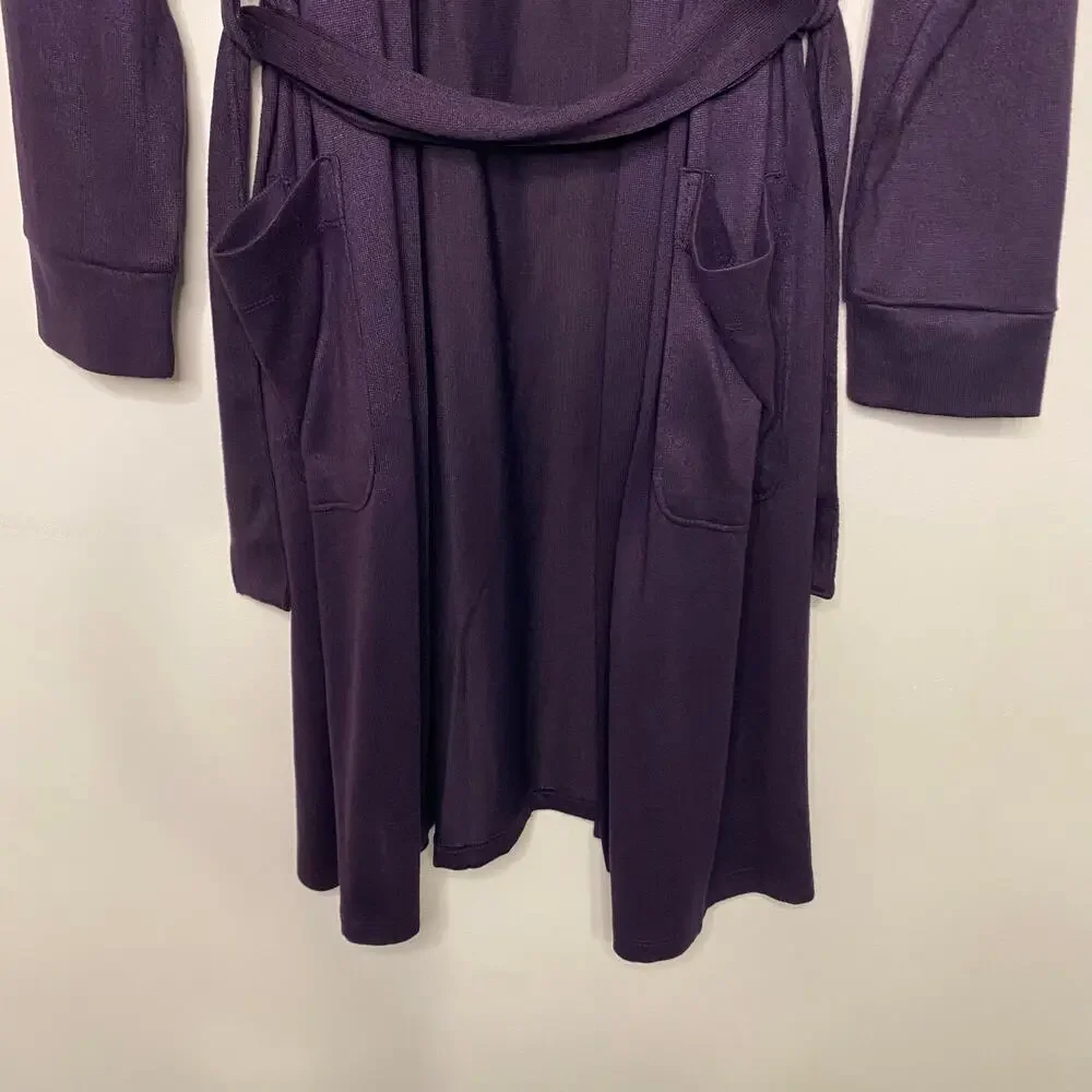 Lands End Supima Cotton Purple Long Robe Womens Soft Sleepwear‎ Medium Petite